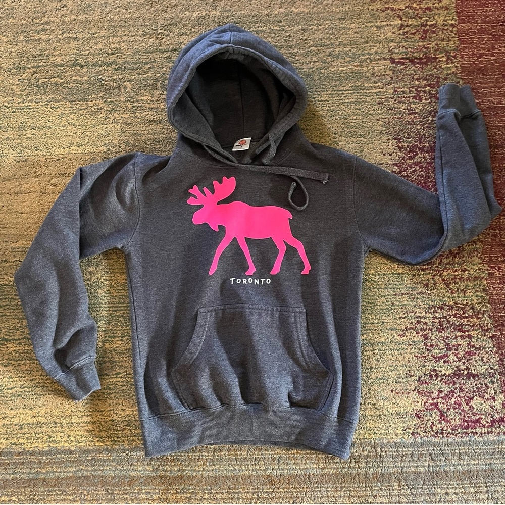 Toronto Moose Hoodie size small dark grey with pink moose